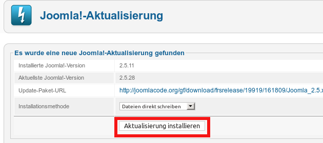 Joomla aktualisieren 11