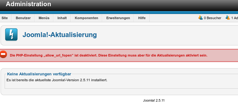 Joomla aktualisieren 2