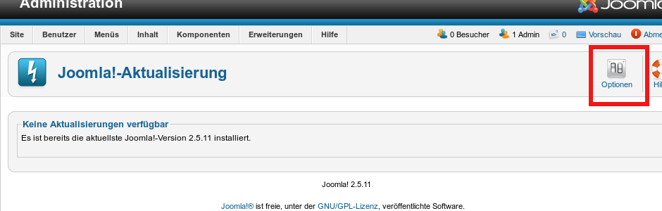 Joomla aktualisieren 2a